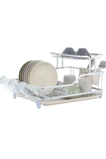 Arow Classic Cream İki Katlı Tabaklık Kurutmalık - Krem Tepsili Bulaşıklık