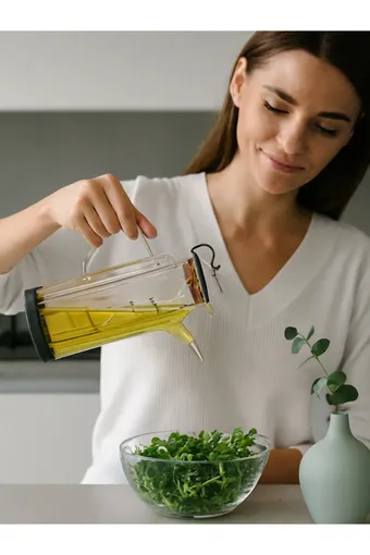 Arow Fluıd Damlatmaz Borosilikat Taban Silikon Kurumalı Cam Yağlık 1000 ML Beyaz - TR-6512
