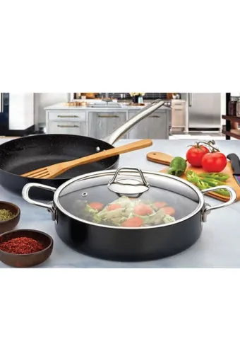 Evimsaray Zest Gusto Granit Basık Tencere 28 cm Siyah